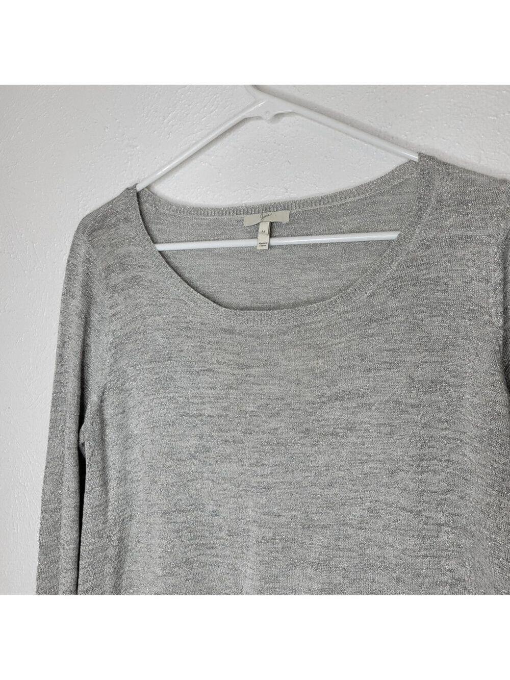 SALE 4/$30 JOIE Tambrel Sweater Silver Metallic Light Sweater Women's Size Med - Picture 3 of 11